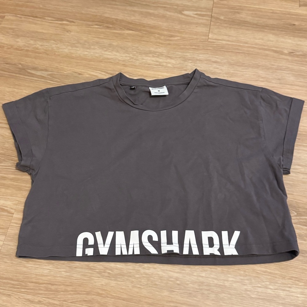 Gymshark Purple Charcoal Crop Top with White Logo